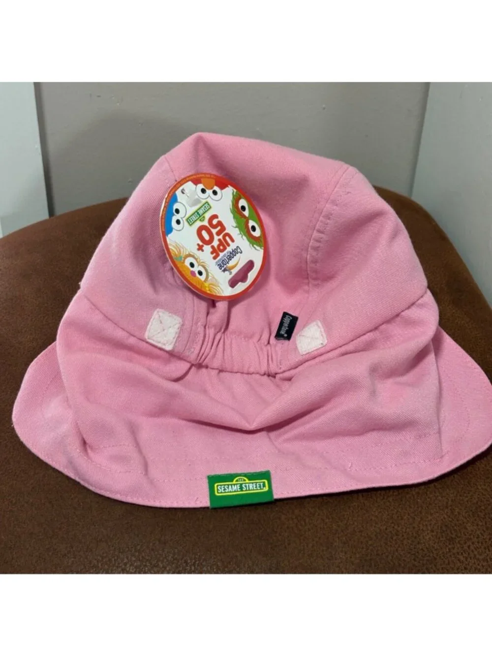 Sesame Street Coppertone UPF 50+ Pink Baby Hat Abby Cadabby Embroidery